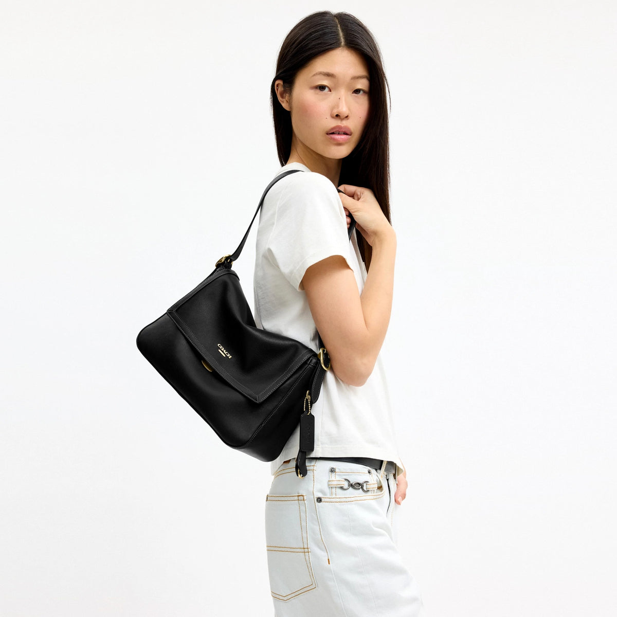 Coach Etta Flap Bag - Gold/Black