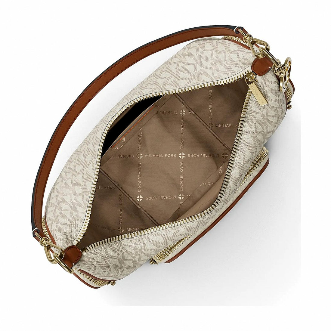 Michael Kors Merritt Small Signature Logo Convertible Shoulder Bag - VANILLA