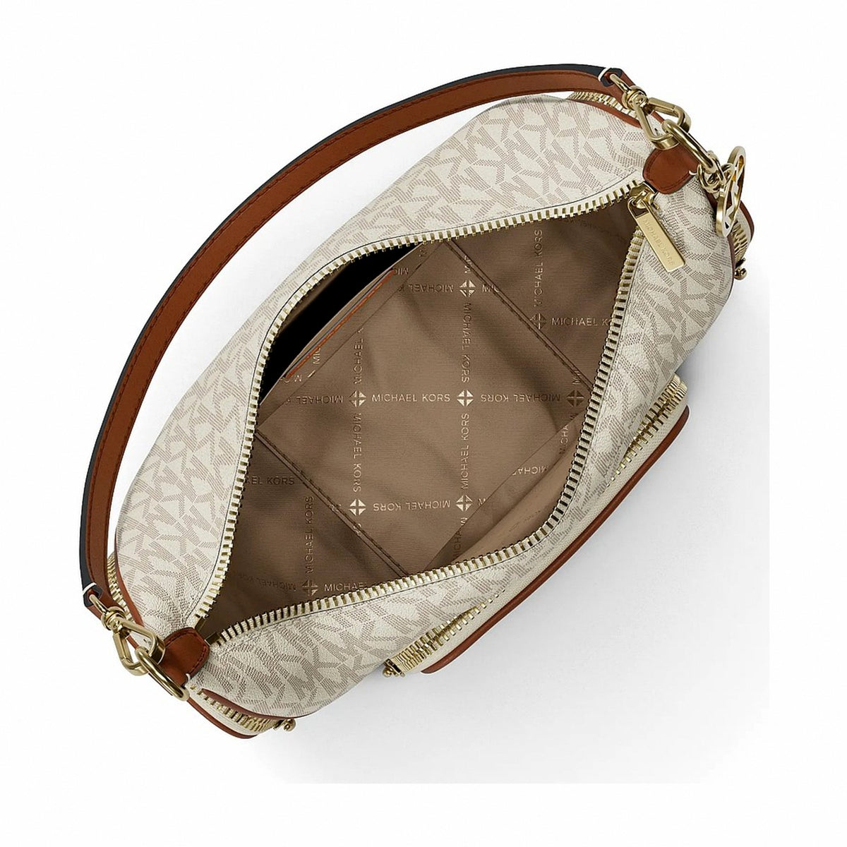 Michael Kors Merritt Small Signature Logo Convertible Shoulder Bag - VANILLA