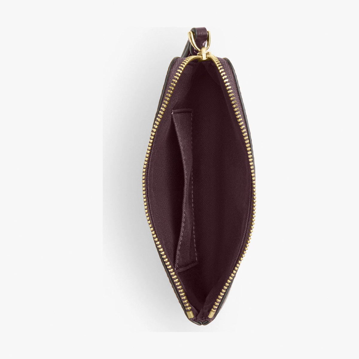 Coach Corner Zip Wristlet In Signature Canvas - Gold/Black Currant