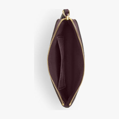 Coach Corner Zip Wristlet In Signature Canvas - Gold/Black Currant
