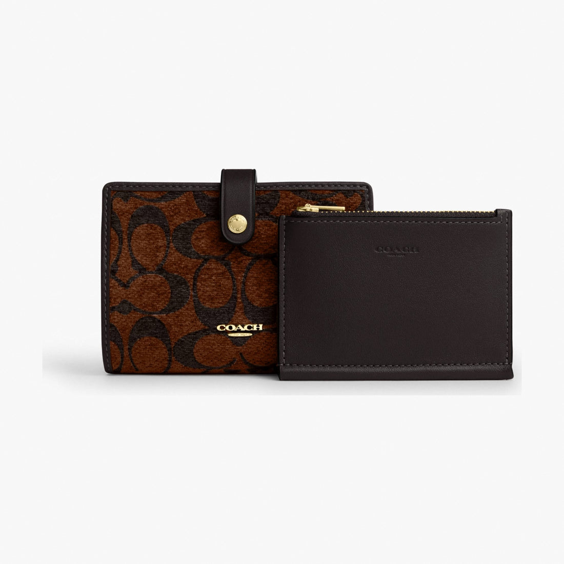 Coach 2-In-1 Wallet In Signature Chenille - Gold/Truffle