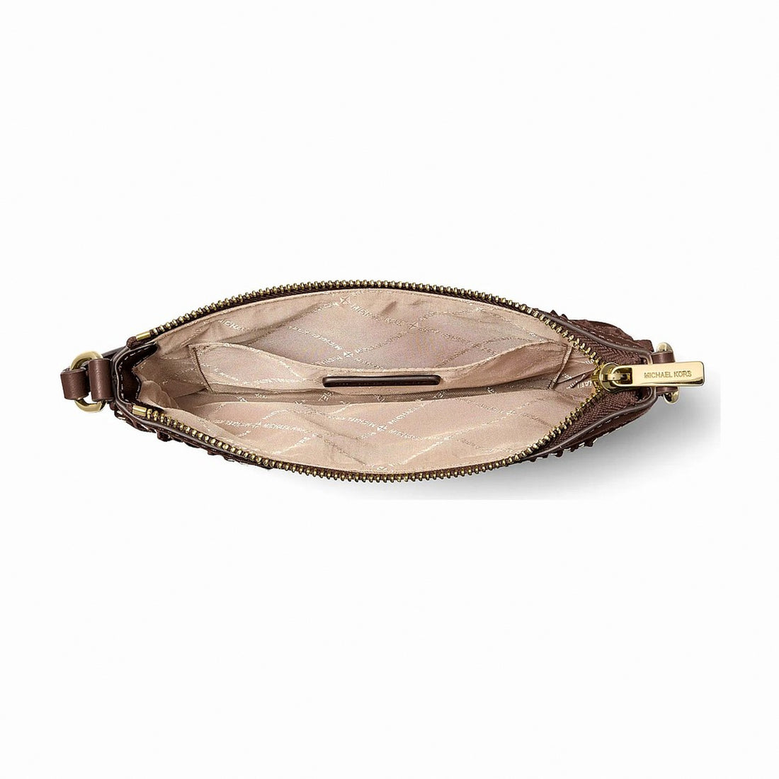 Michael Kors Studded Fringed Microsuede Wristlet - NUTMEG