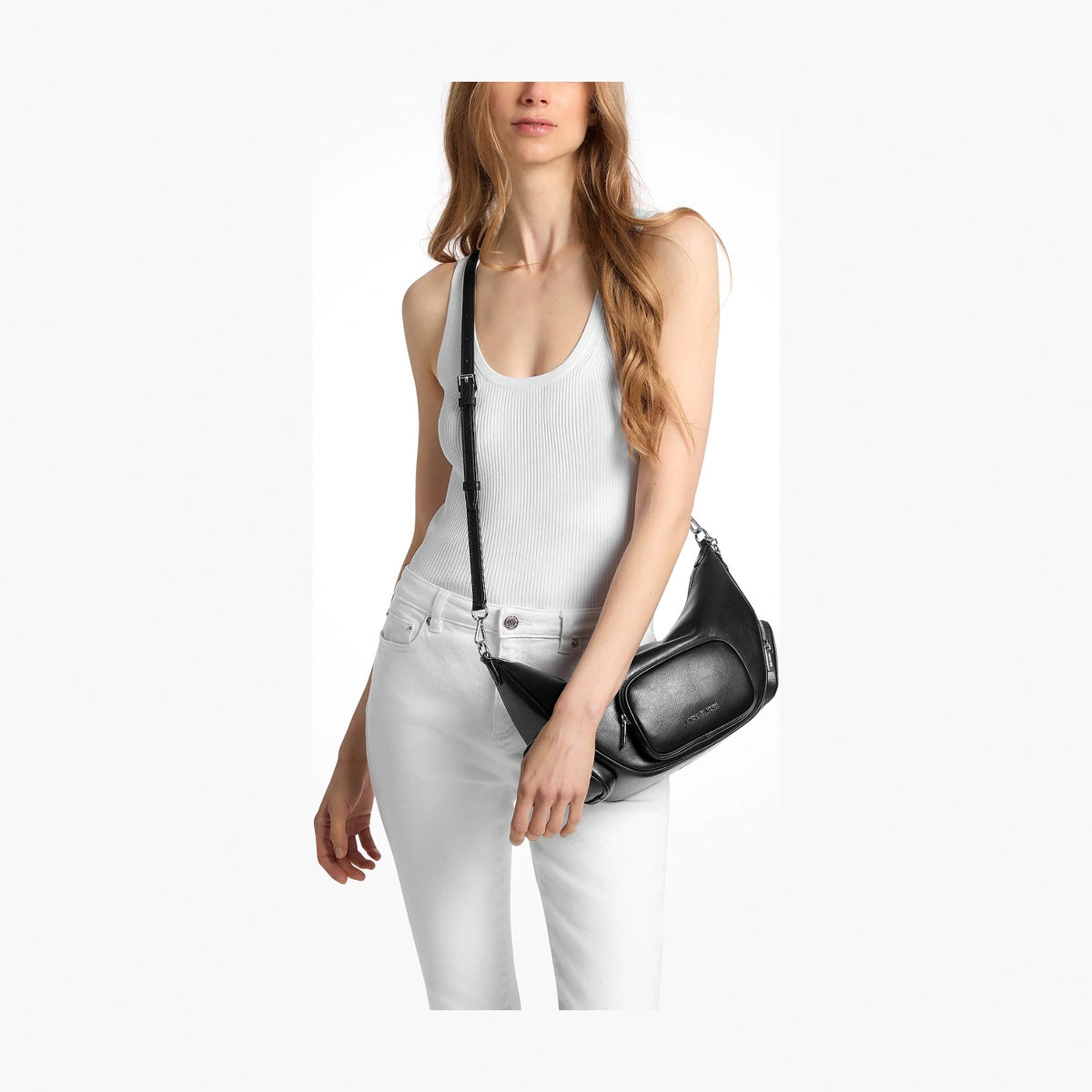 Michael Kors Merritt Medium Burnished Convertible Shoulder Bag - BLACK