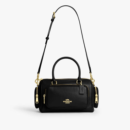 Coach Rowan Satchel Bag With Pockets - Gold/Black