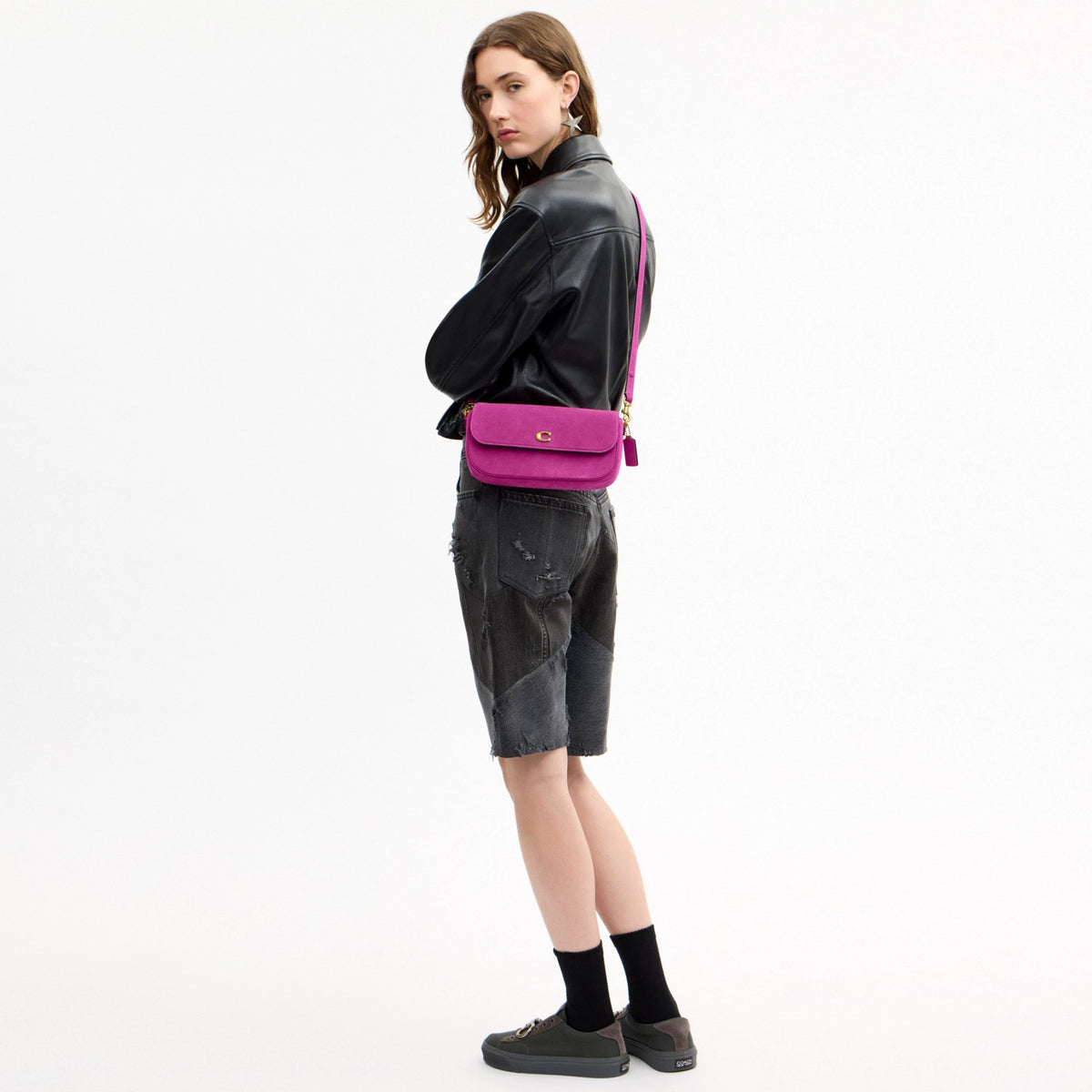 Coach Brook Flap Chain Bag - Brass/Magenta
