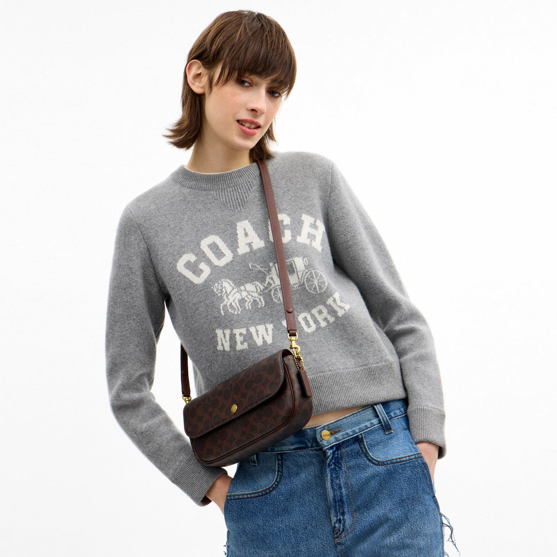 Coach Brook Flap Chain Bag In Signature Canvas - Brass/Maple