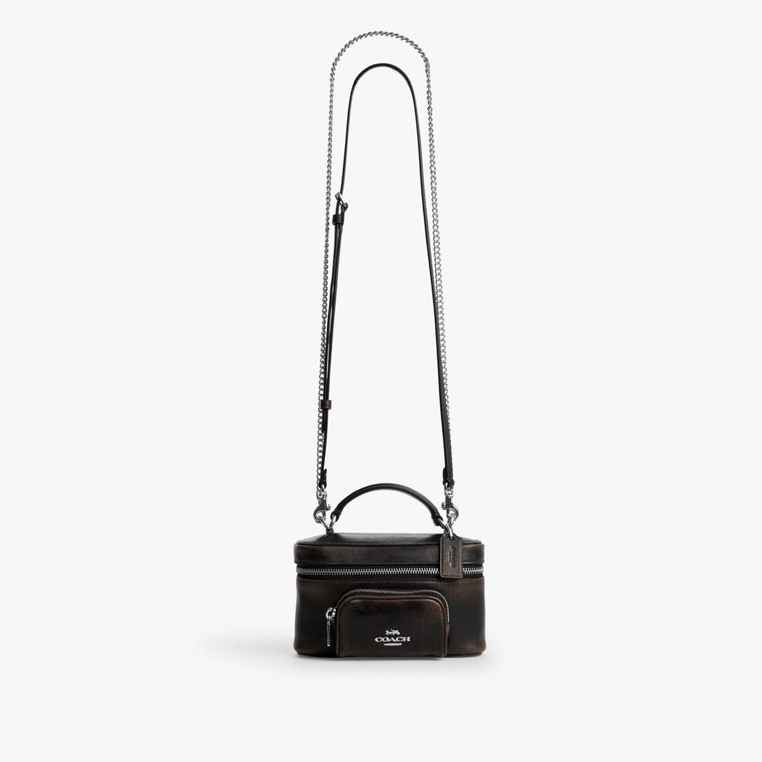 Coach Rainer Crossbody Bag 18 With Pocket In Loved Leather - Silver/Black Brown