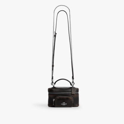 Coach Rainer Crossbody Bag 18 With Pocket In Loved Leather - Silver/Black Brown