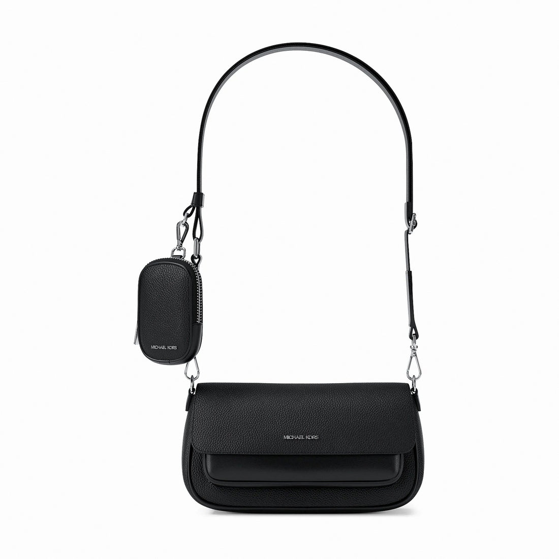 Michael Kors Jet Set Travel Small Pebbled Leather Crossbody Bag With Pouch - BLACK
