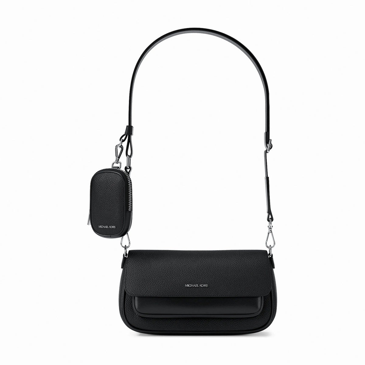 Michael Kors Jet Set Travel Small Pebbled Leather Crossbody Bag With Pouch - BLACK