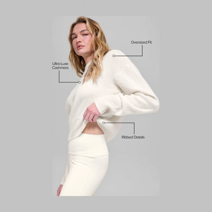 Alo Yoga Wool Cashmere Cropped New Class Crewneck Sweater - Ivory