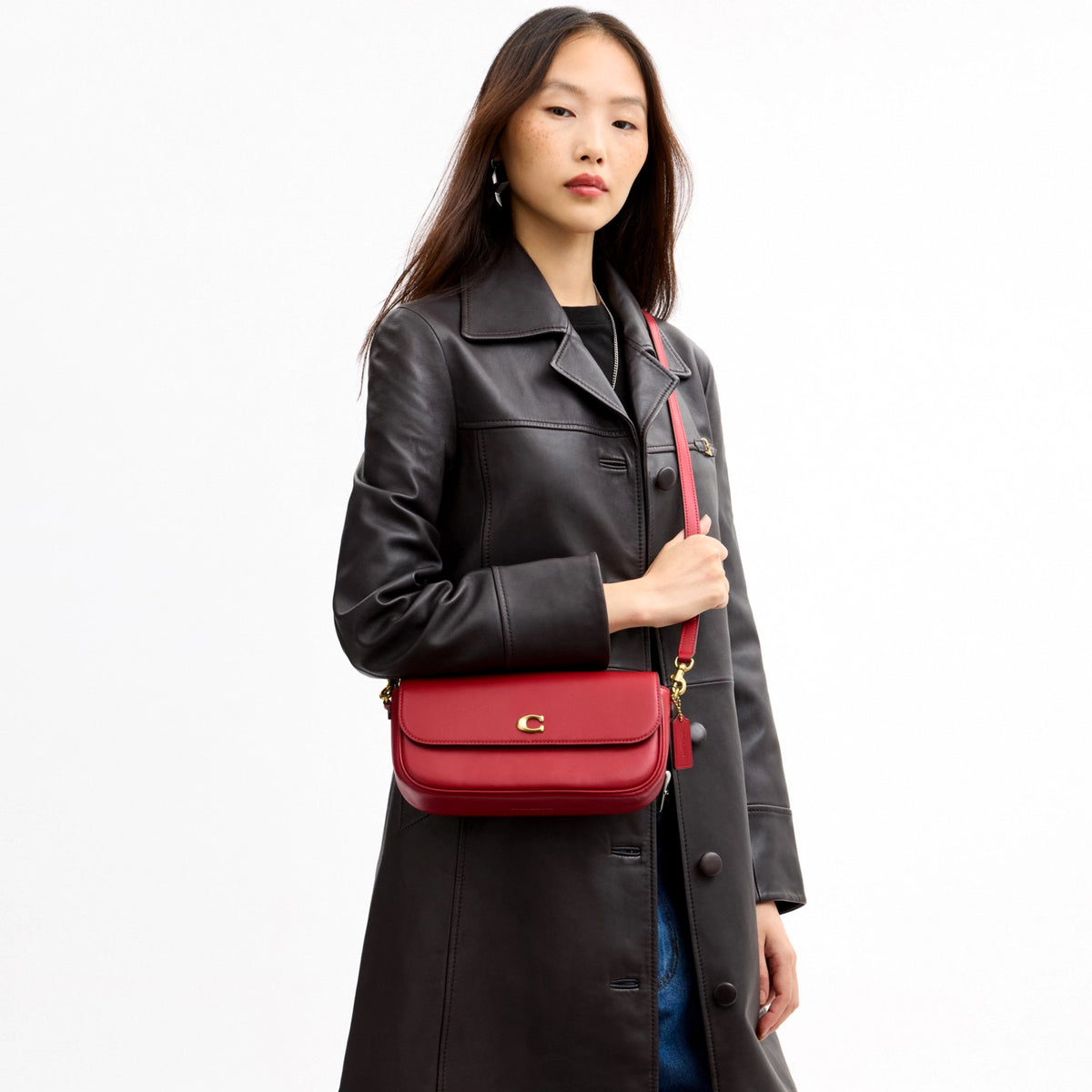 Coach Brook Flap Chain Bag With Charm Chain Strap - Brass/Poppy