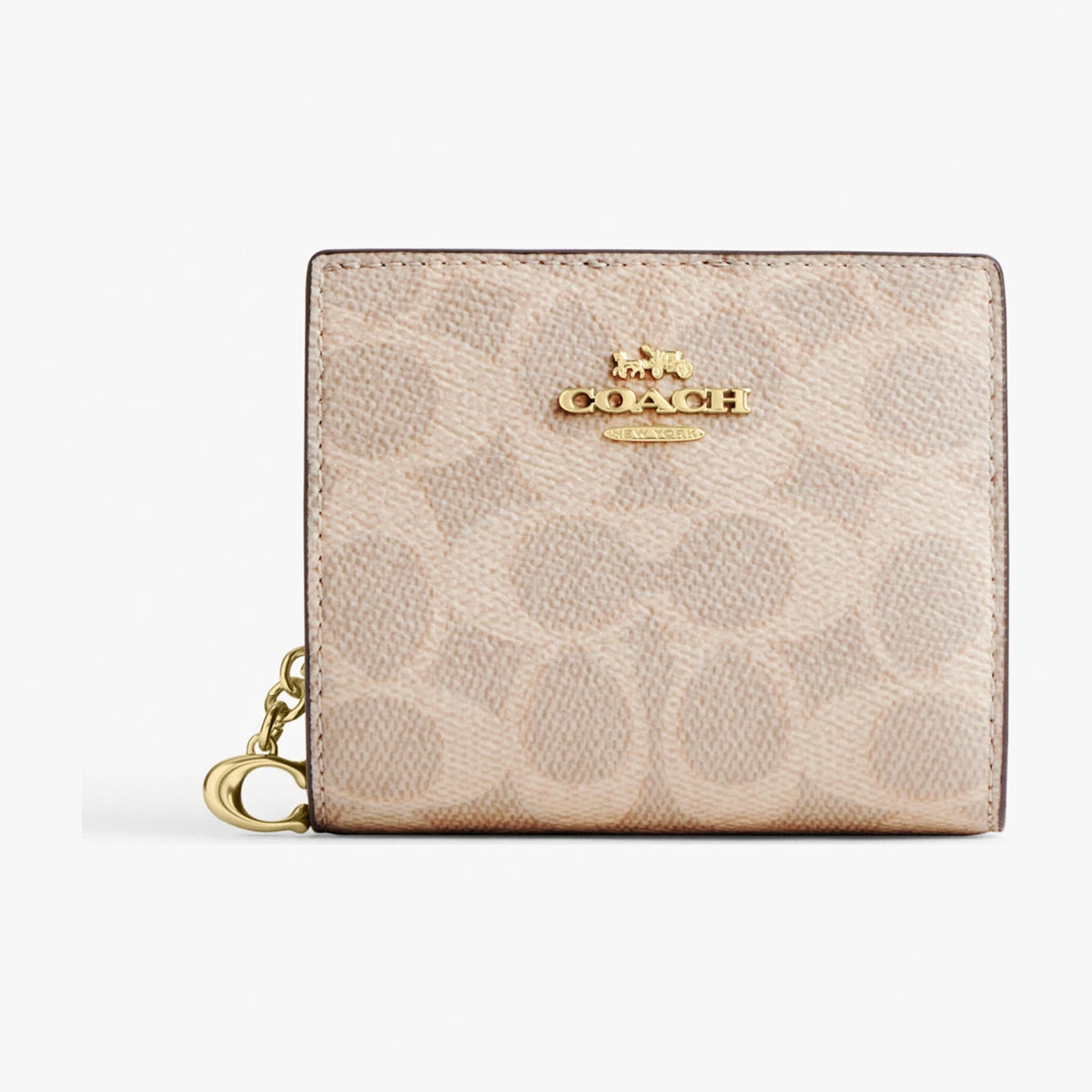 Coach Snap Wallet In Signature Canvas - Gold/Sand/Chalk