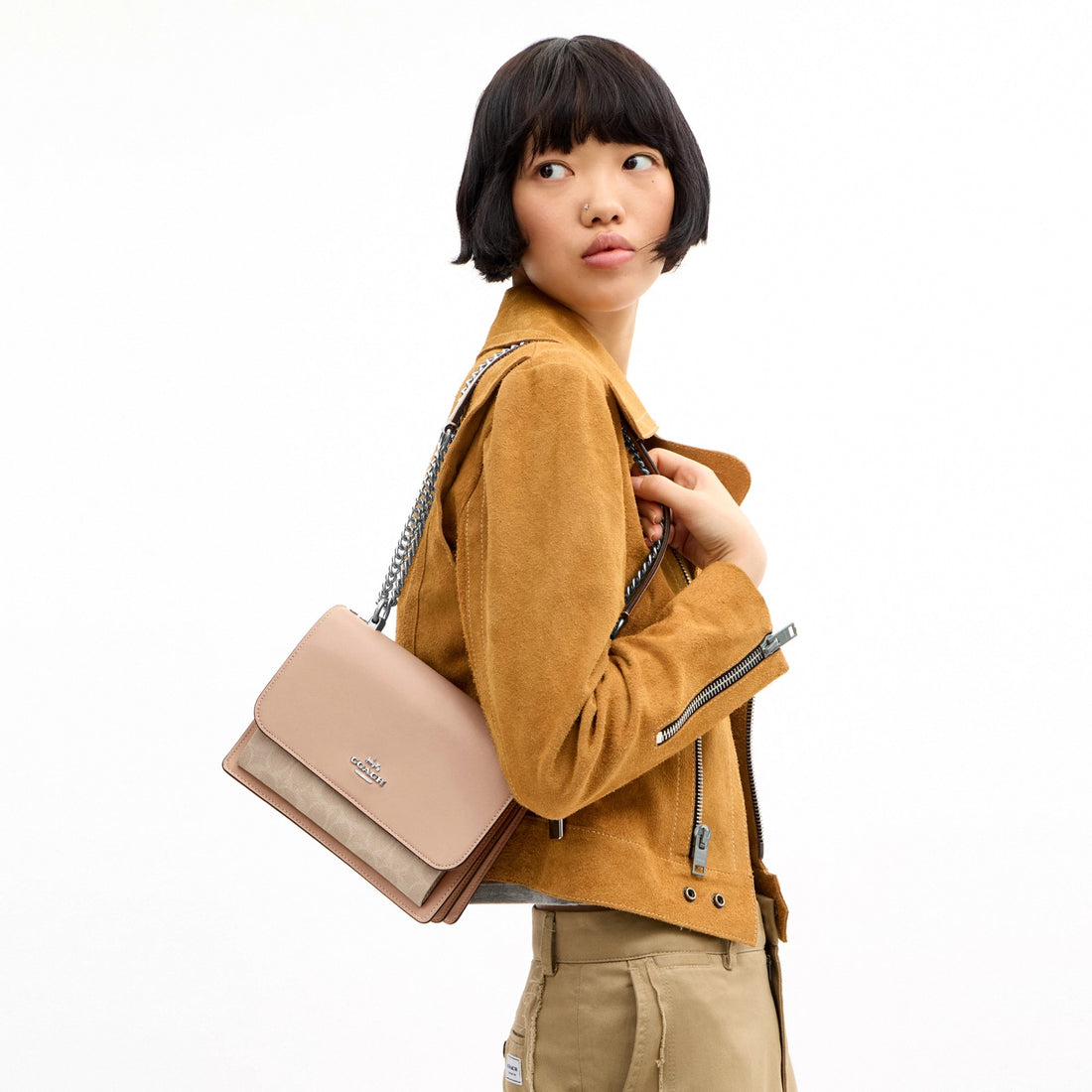 Coach Klare Crossbody Bag In Signature Canvas - Silver/Sand/Taupe