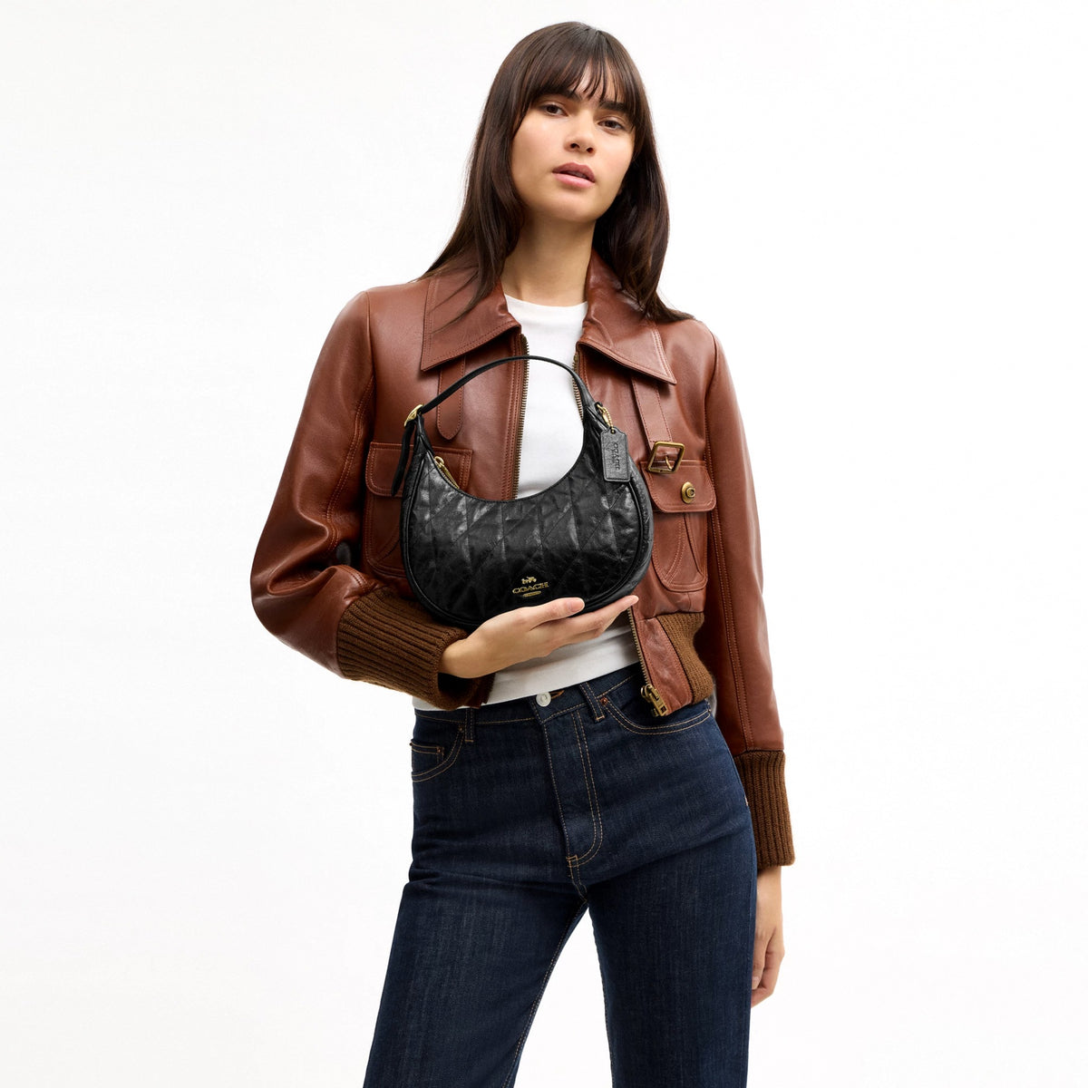 Coach Emily Shoulder Bag With Quilting - Gold/Black
