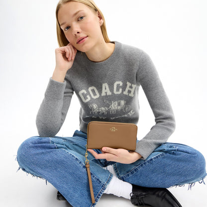 Coach Long Zip Around Wallet - Gold/Sandy Beige