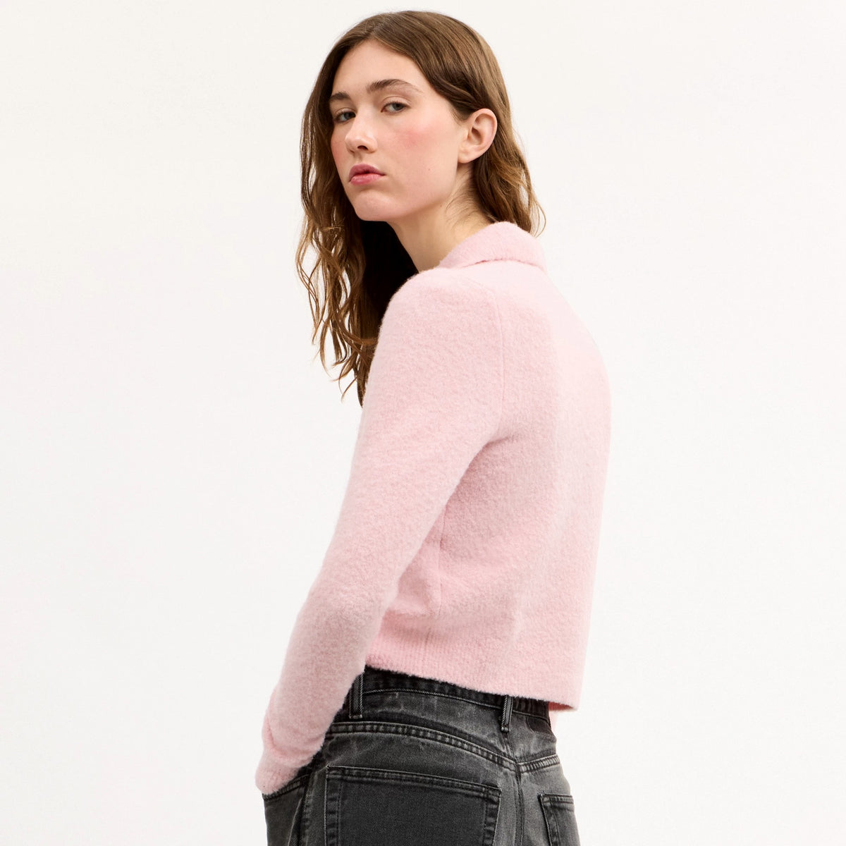Coach Embroidered Cropped Cardigan - Light Pink