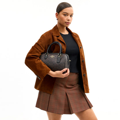 Coach Rowan Satchel Bag In Signature Canvas - Gold/Walnut/Black
