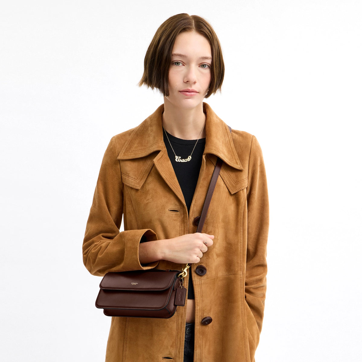 Coach New York Elora Top Handle Crossbody Bag - Brass/Maple
