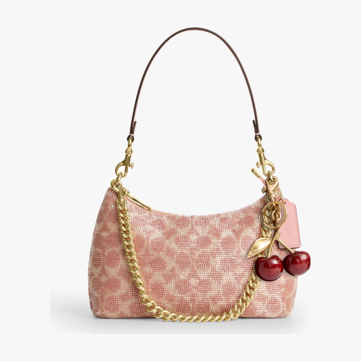 Coach Teri Shoulder Bag In Signature Beaded Satin - Gold/Pink