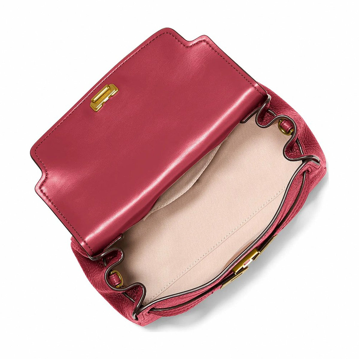 Michael Kors Hamilton Extra-Small Textured Leather Soft Crossbody Bag - DEEP RED