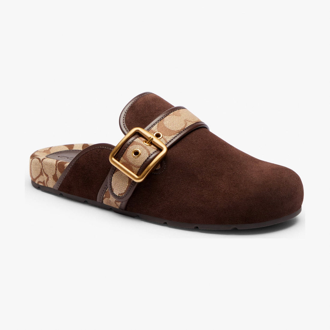 Coach Archival Buckle Clog With Signature Jacquard - Chocolate Brown