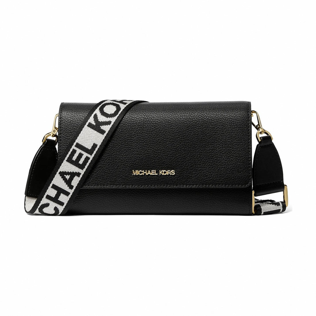 Michael Kors Jet Set Large Leather Crossbody Bag - BLACK