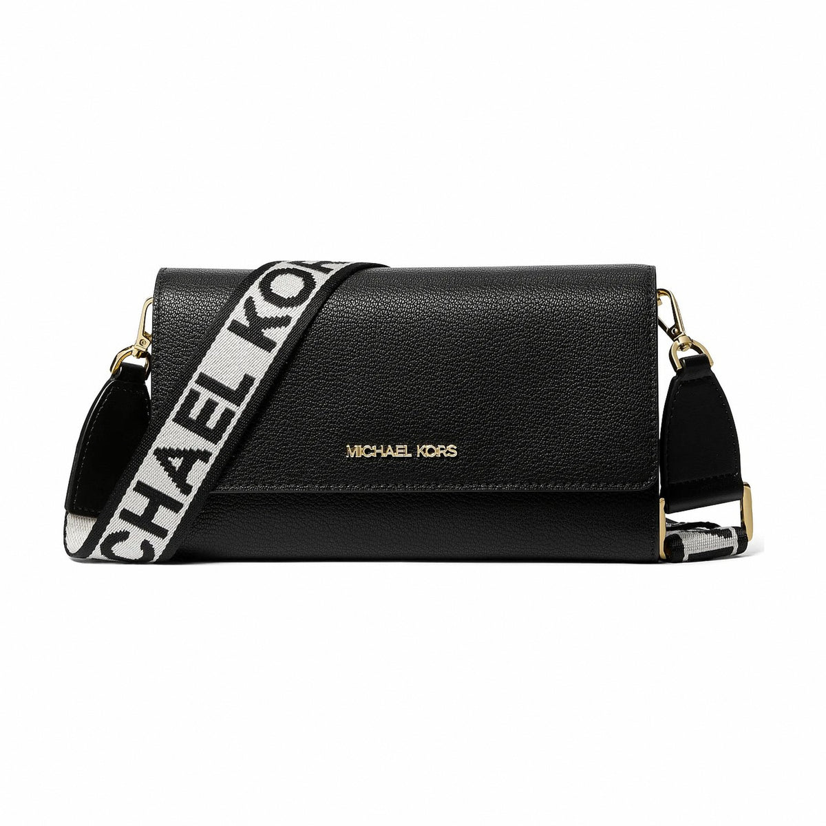 Michael Kors Jet Set Large Leather Crossbody Bag - BLACK