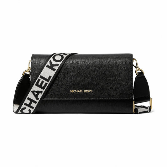 Michael Kors Jet Set Large Leather Crossbody Bag - BLACK
