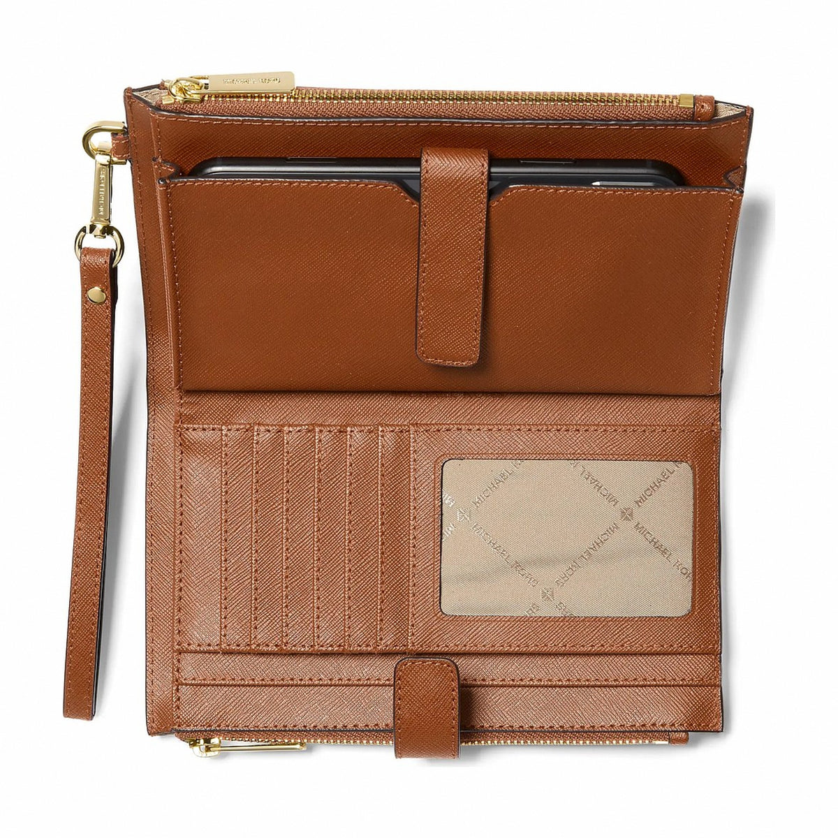 Michael Kors Jet Set Large Leather Smartphone Wristlet Wallet - LUGGAGE