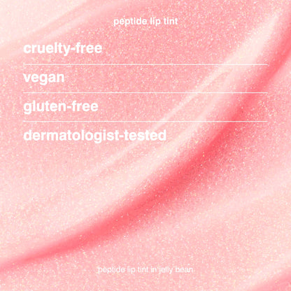 Rhode Peptide Lip Tint Nourishing Glaze - Jelly Bean - shimmery sheer baby pink + sweet pink jelly bean scent