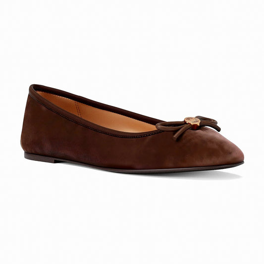 Michael Kors Savannah Logo Debossed Velvet Ballet Flat - NUTMEG