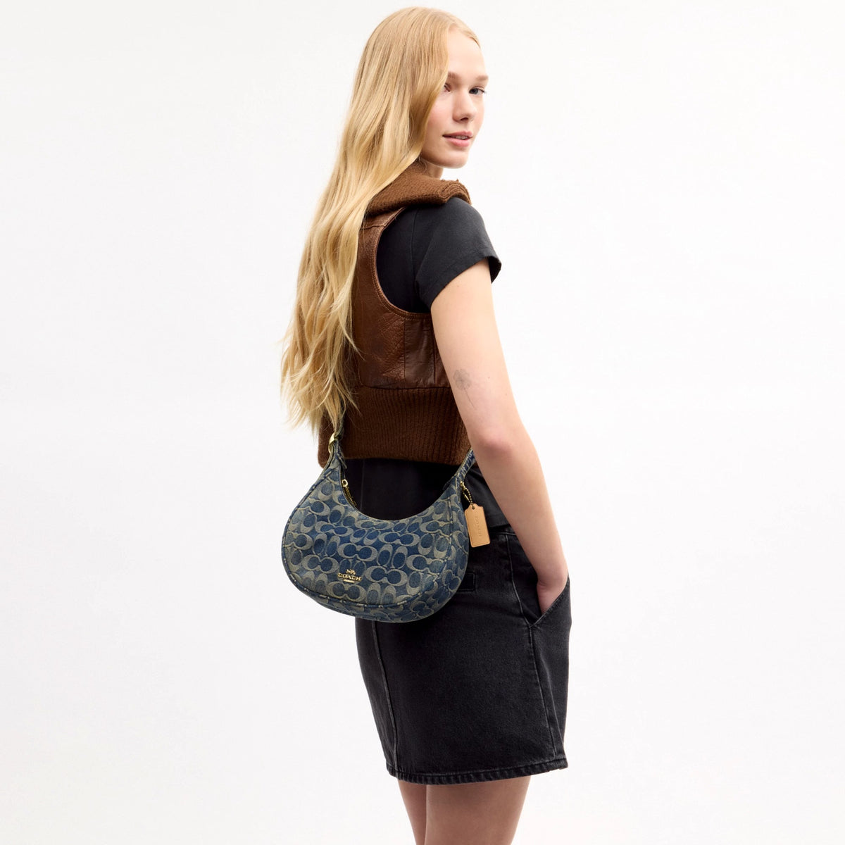 Coach Emily Shoulder Bag In Signature Regenerative Cotton Denim - Gold/Denim