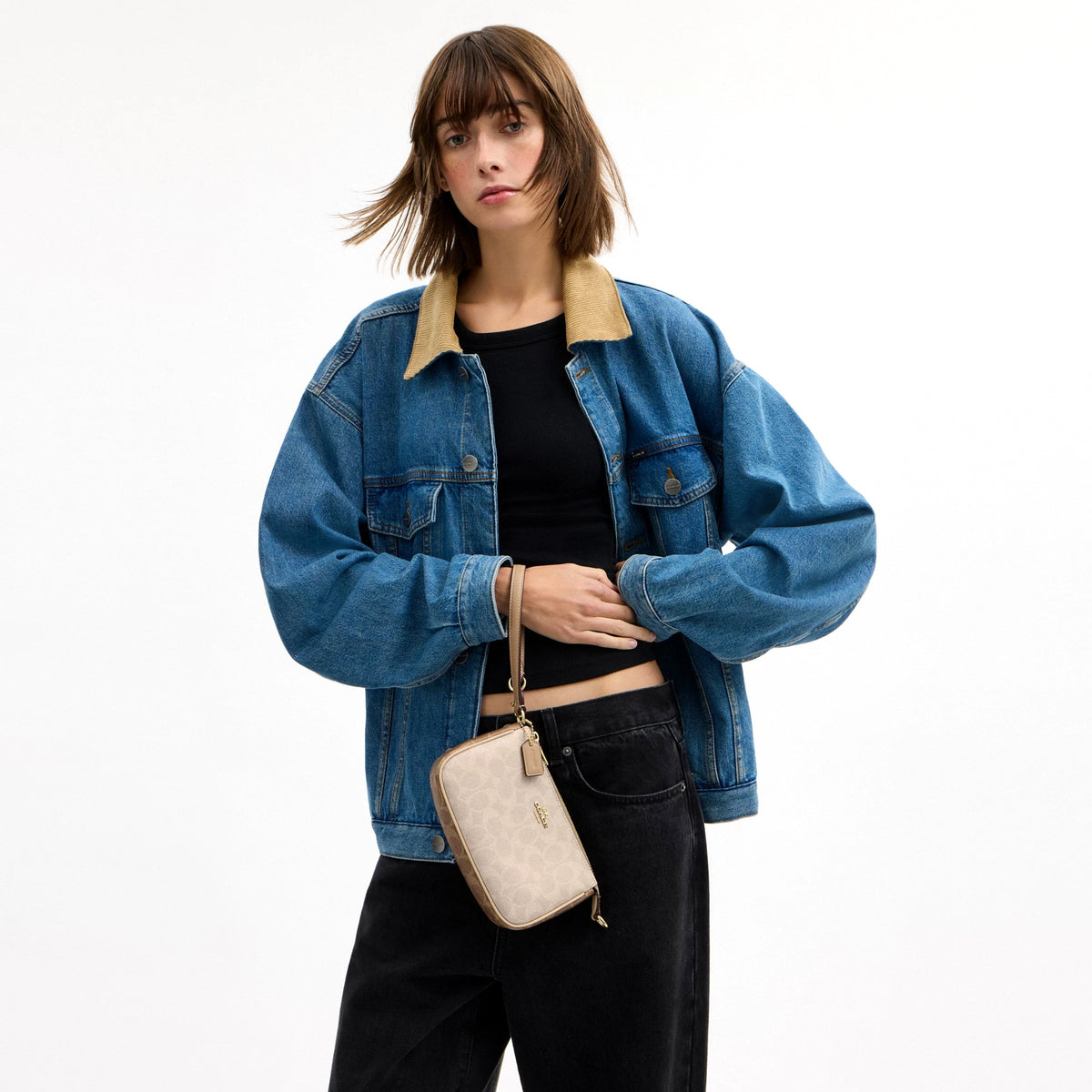 Coach Nolita 19 In Blocked Signature Canvas - Gold/Sand/Tan