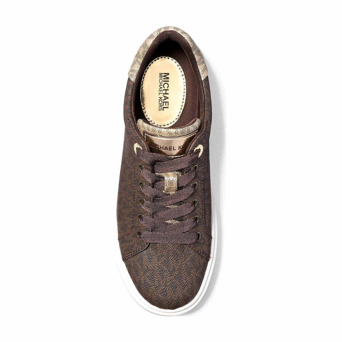 Michael Kors Romey Metallic Two-Tone Signature Logo Platform Sneaker - BROWN