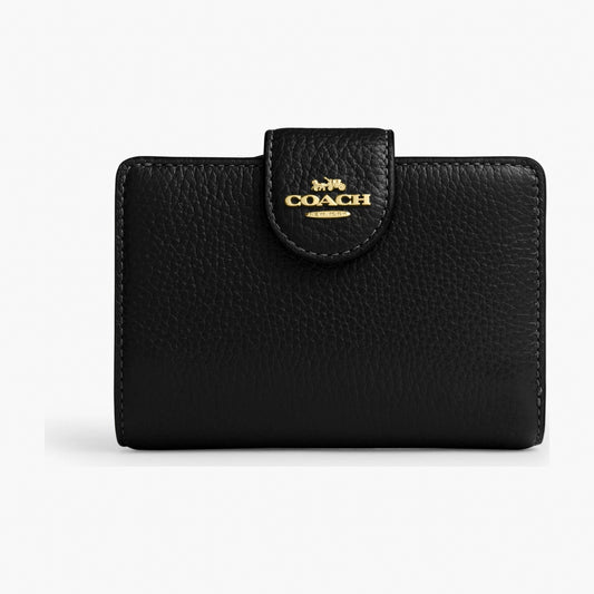 Coach Medium Corner Zip Wallet - Gold/Black