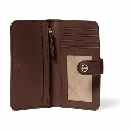 Michael Kors Jet Set Travel Medium Pebbled Leather Billfold Wallet - NUTMEG