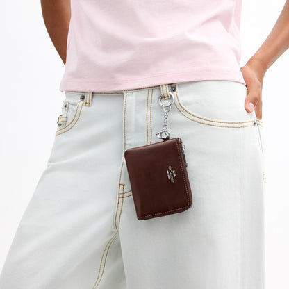 Coach Small Corner Zip Wallet - Silver/Maple