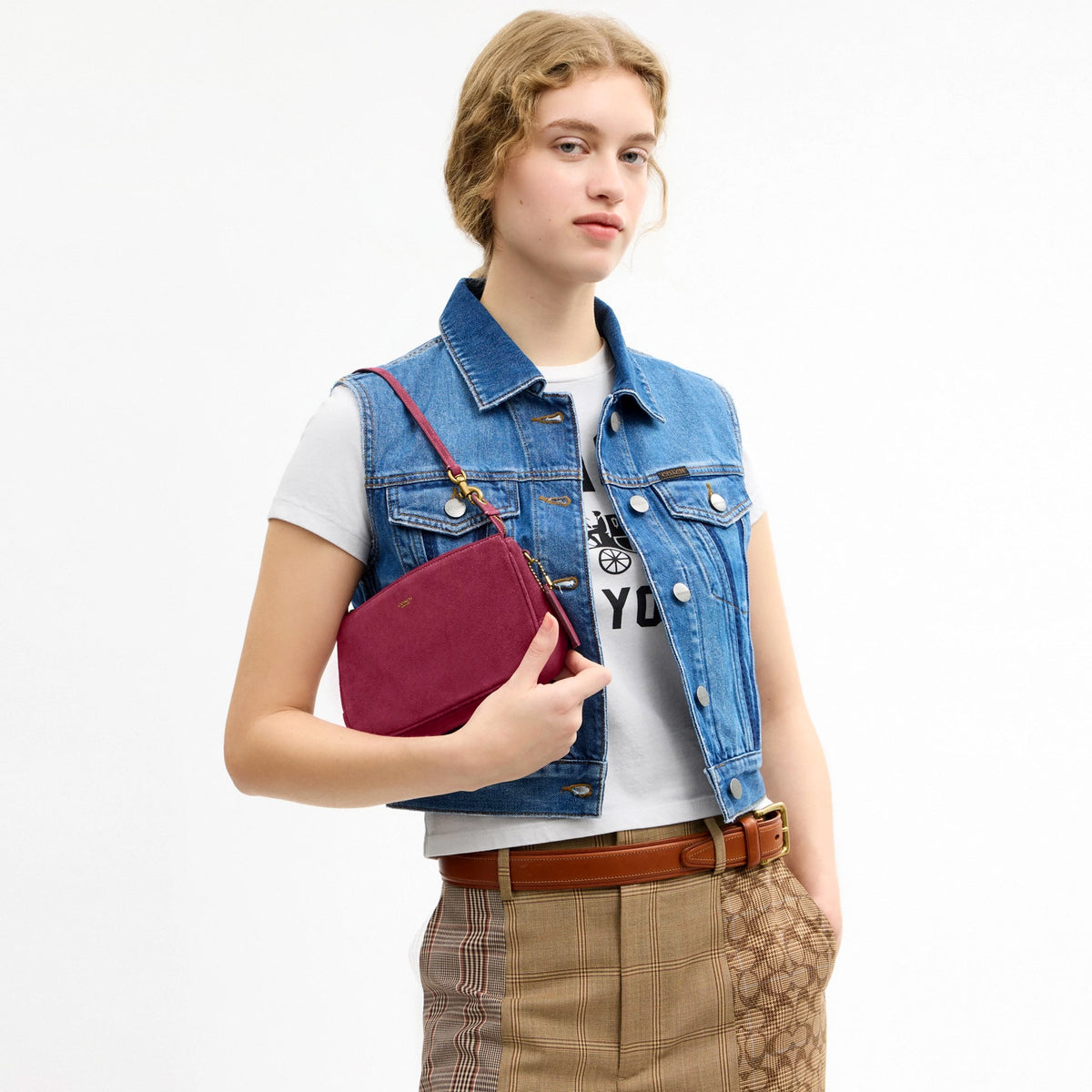 Coach Plaza Bag - Brass/Dark Fuchsia