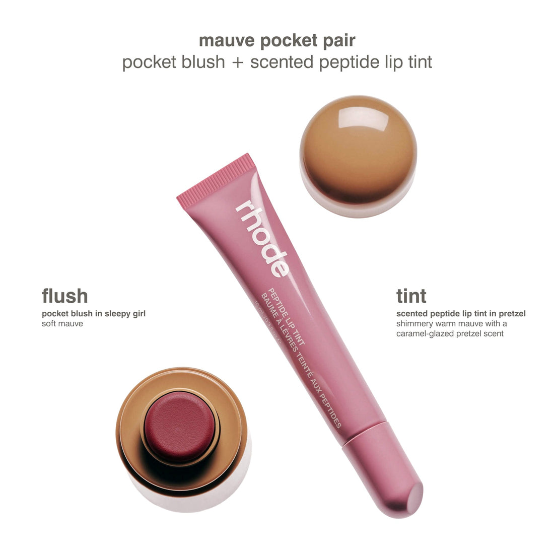 rhode Pocket Pair Limited Edition Lip + Cheek Set - sleepy girl + pretzel - a mauve pair