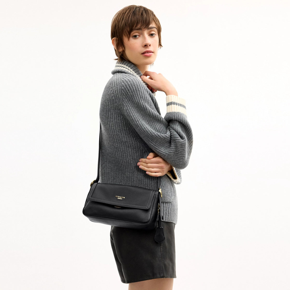Coach Etta Small Flap Shoulder Bag - Gold/Black