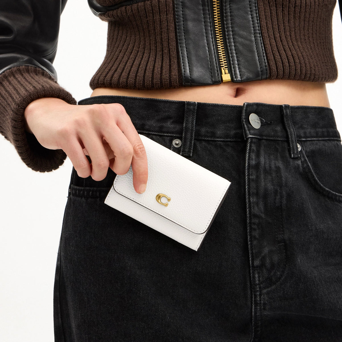 Coach Essential Flap Card Case - Brass/Chalk