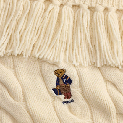 Polo Ralph Lauren Polo Bear Cable-Knit Scarf - Cream