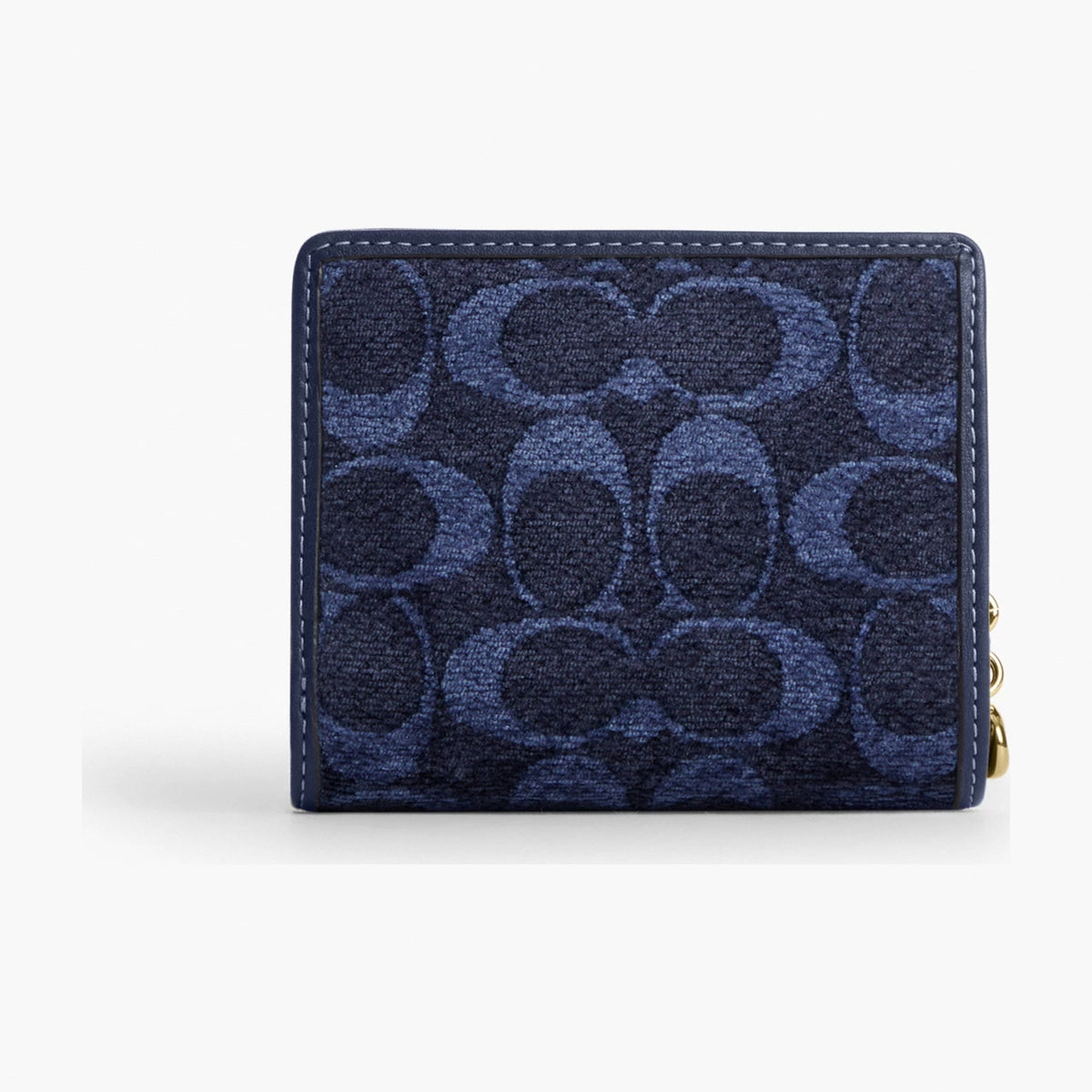 Coach Snap Wallet In Signature Chenille - Gold/Navy