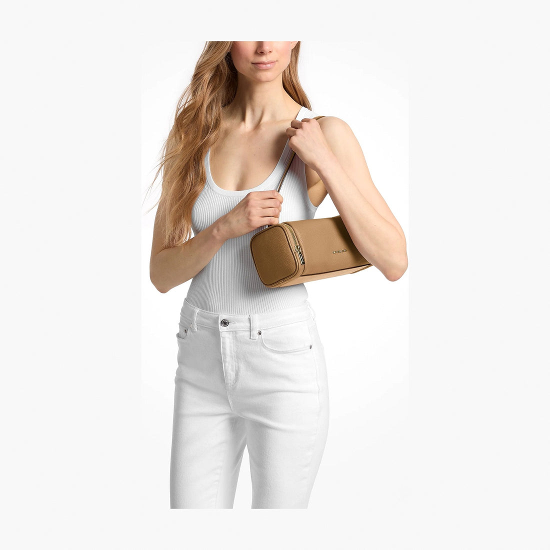 Michael Kors Jet Set Travel Small Pebbled Leather Convertible Crossbody Bag - CAMEL