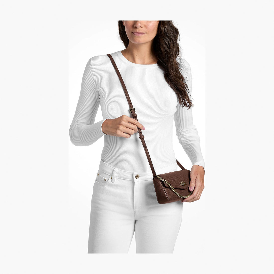 Michael Kors Kacey Extra-Small Pebbled Leather Crossbody Bag - NUTMEG