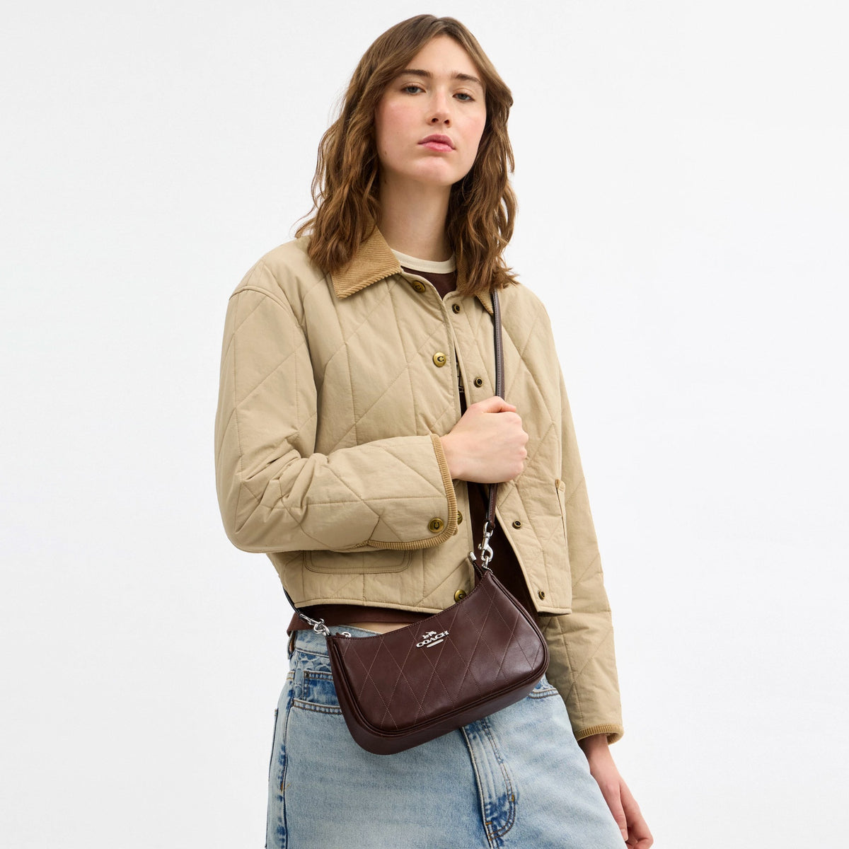 Coach Teri Shoulder Bag With Quilting - Silver/Maple