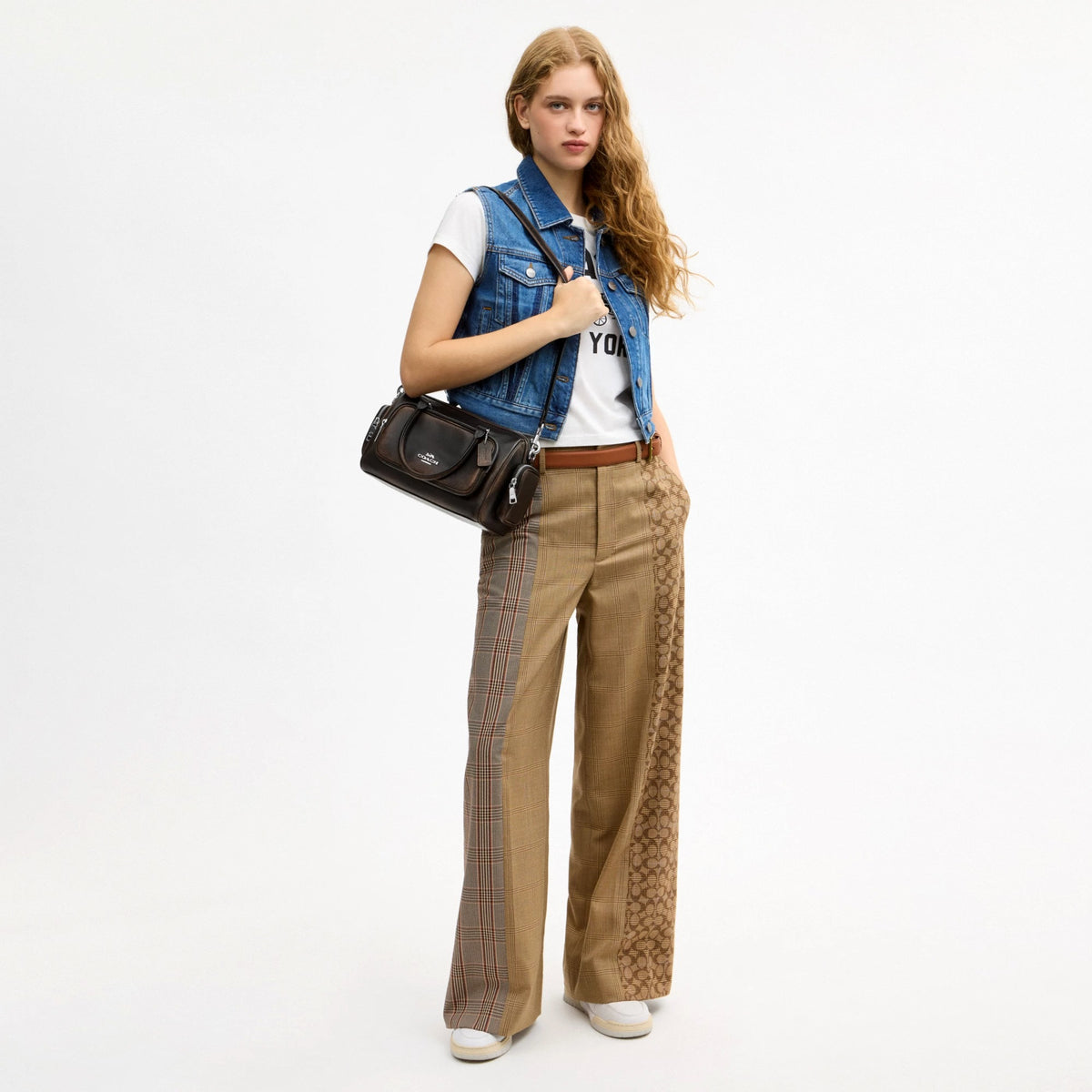 Coach Rowan Satchel Bag With Pockets In Loved Leather - Silver/Black Brown