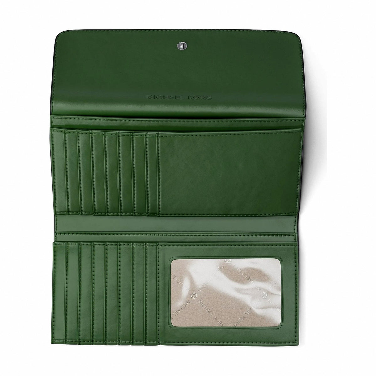 Michael Kors Jet Set Travel Signature Logo Tri-Fold Wallet - AMAZON GREEN